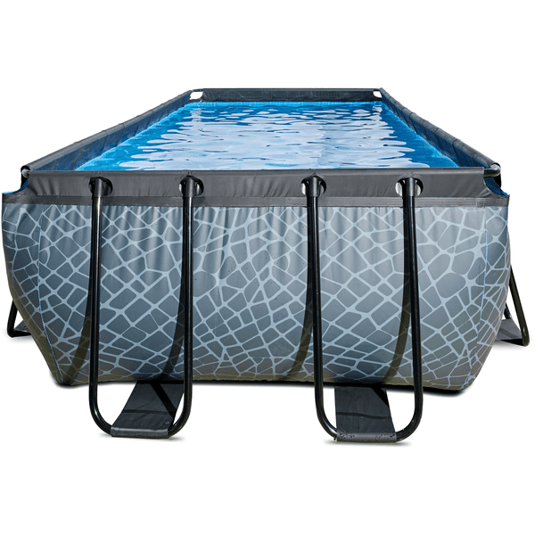 Piscine EXIT Stone ø360x122cm avec pompe filtrante à sable - grise