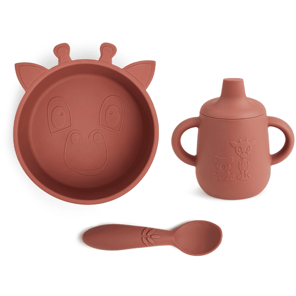 nuuroo Servies Elias Giraffe set van 3 Mahonie