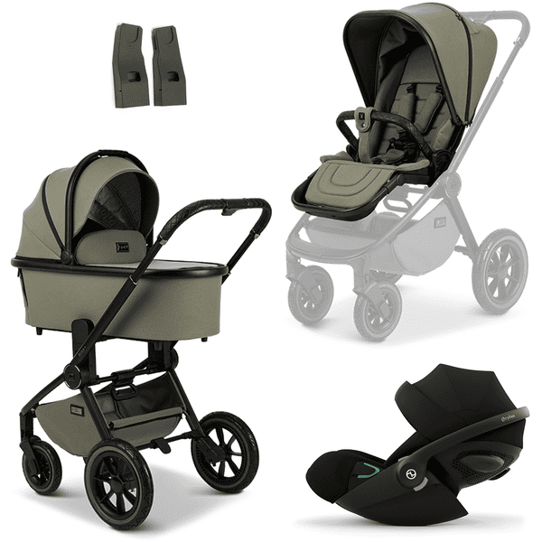 MOON Kombikinderwagen Resea Edition+ moss green/black matt inkl. cybex GOLD Babyschale Cloud G i-Size Magic Black und Adapter 