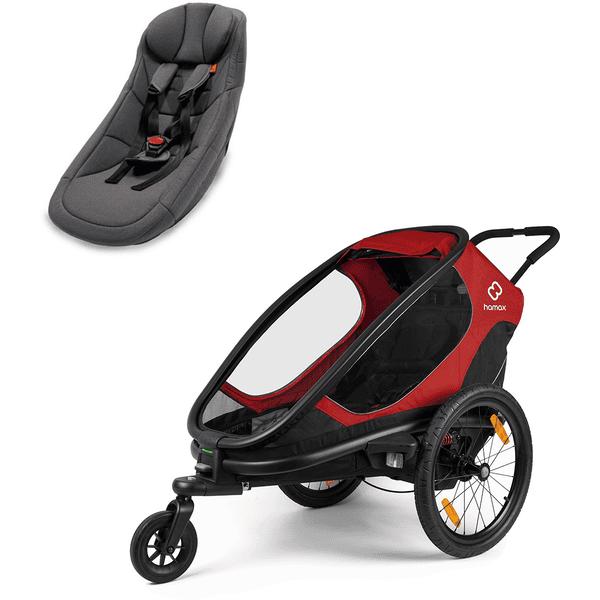 hamax Kinderfahrradanhänger Outback ONE Red/Black inkl. Babysitz für Outback/Avenida und Traveller