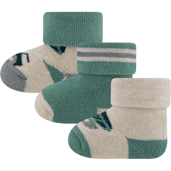 Ewers Babysokjes 3-pack kipper groen/beige