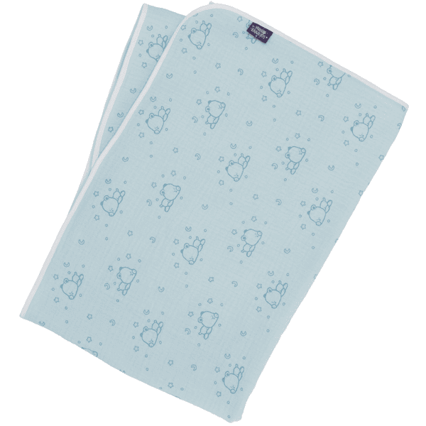 Sterntaler Muslin Baby Blanket Little Bear Light Turquoise 