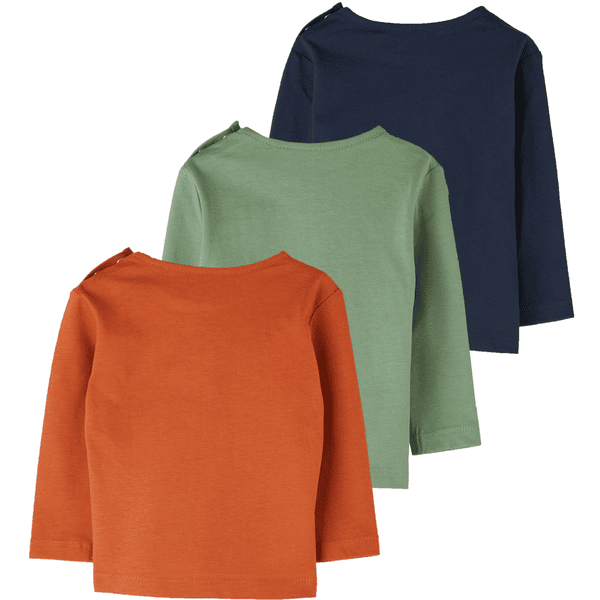 orange/grün/blau Langarmshirt s.Oliver 3er Pack