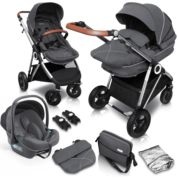 babyGO Kombikinderwagen Halime 3 in 1 Air Silver Grey