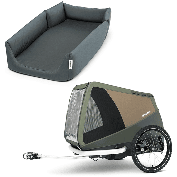 CROOZER Remorque de vélo pour chien Dog Mikke Moss green panier chien  Asphalt grey