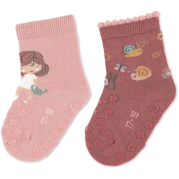 Sterntaler ABS Peutersokken Twin Pack Meisjes/Snail zacht roze