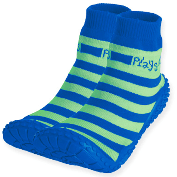 PLAYSHOES Watersokken gestreept limoen/blauw