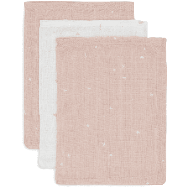 jollein Hydrofiel Twinkling Wild Rose molton 3-pack 15 x 20 cm