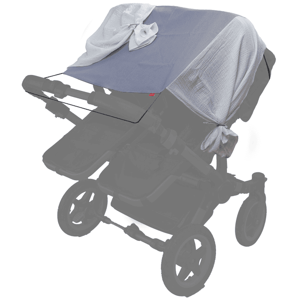 LEVILY Sombrilla para cochecito gemelar Twins PURE gris