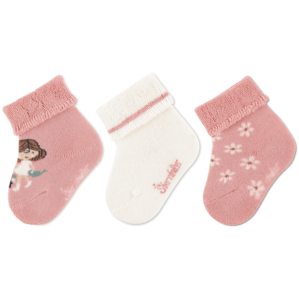 Sterntaler Lot de 3 chaussettes bébé fille rose pâle