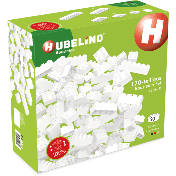 HUBELINO ® Blocchi da costruzione - Set di 120 pezzi, bianco