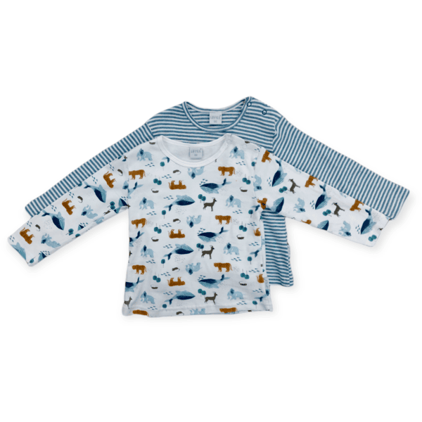 LITTLE Langarmshirt-Set 2er-Pack New Melange petrol