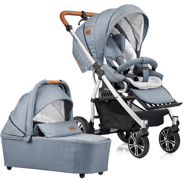 GESSLEIN Poussette duo combinée 2en1 F4 Air+, mélange bleu glacier/étoile