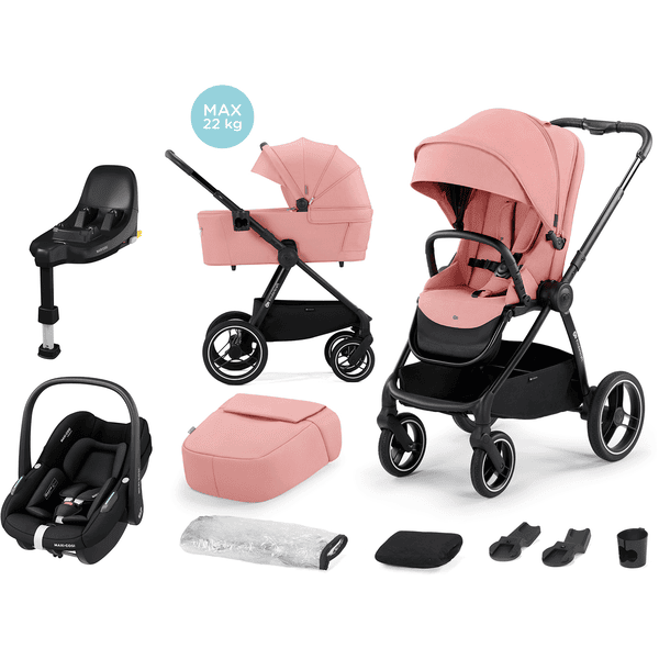 Kinderkraft Pebble Black FamilyFix Silla de paseo NEA 2 en 1 rosa ceniza incl. silla de coche infantil MAXI COSI S Tonal y estación base S Black 