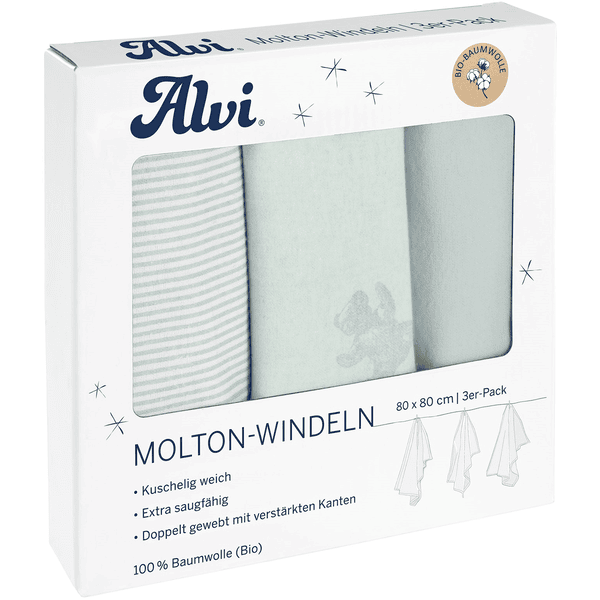 Alvi ® Molton pannolini 3-pack Teddy 1961 80 x 80 cm