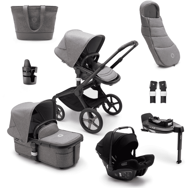 bugaboo Kombikinderwagen Fox 5 Starter Set Black/Grey Melange