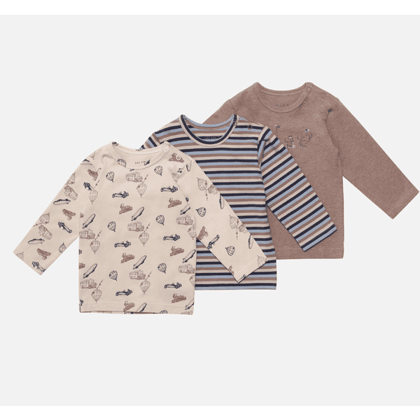 Hust & Claire T-Shirt Long Sleeve 3-Pack Albert Deer Brown Melange