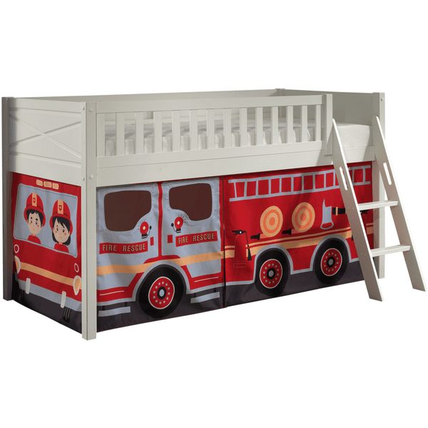VIPACK Lit mezzanine enfant SCOTT Fire Rescue blanc 90x200 cm