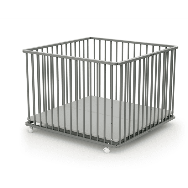 WEBABY Corral plegable haya gris 100 x100 cm