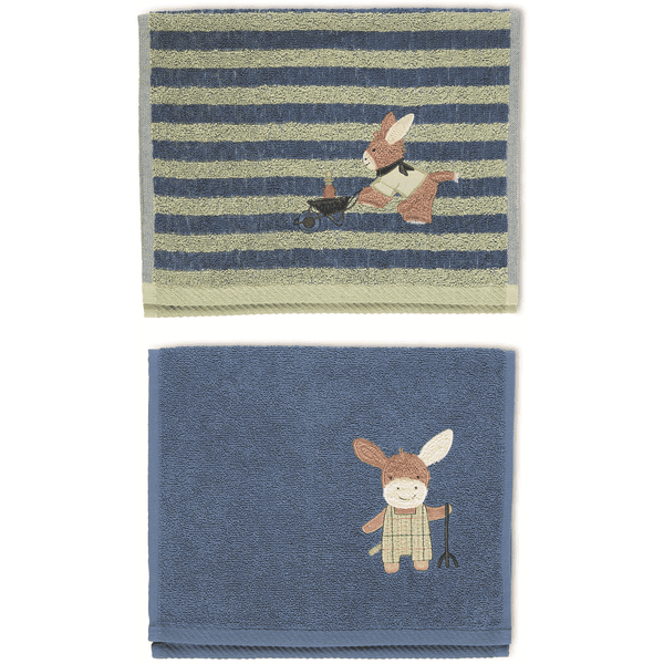 Sterntaler Børnehåndklæde i dobbeltpakke Emmiluis Medium Blue 50 x 30 cm