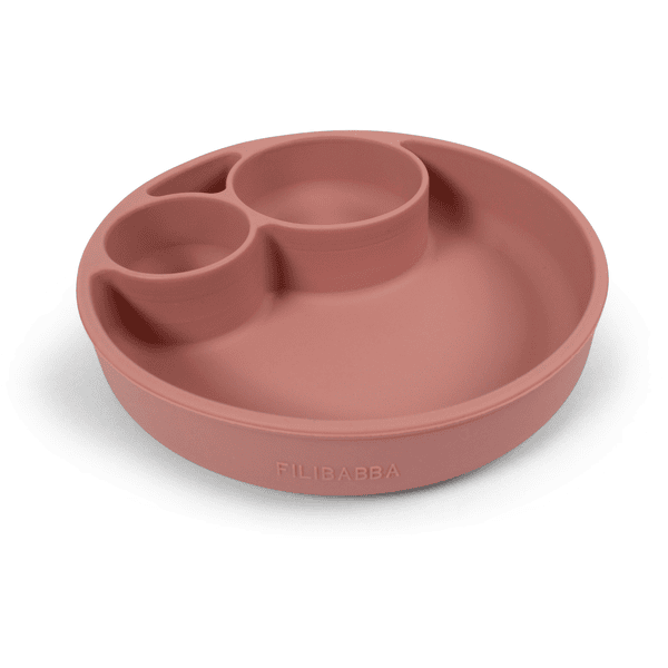 Filibabba Assiette enfant compartimentée silicone rose