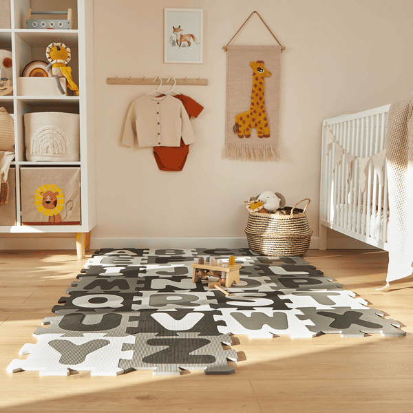 bieco Alfombra infantil Puzzle letras Negro Blanco 