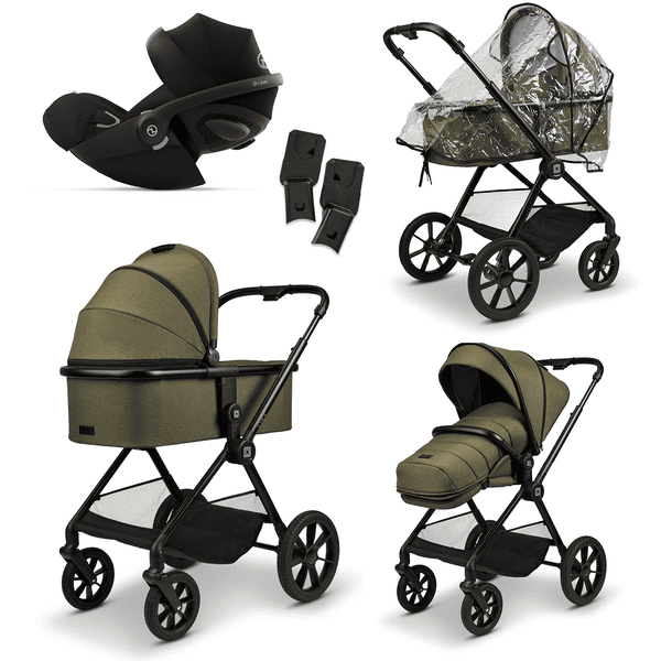 MOON green i-Size Moon Clicc barnevognskollektion 2024 moss melange inkl. cybex GOLD Cloud G babyautostol Black 