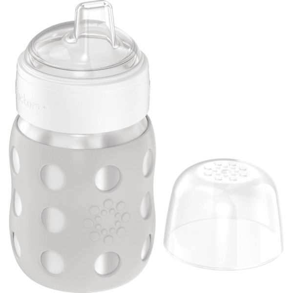 life factory  Babyflaske med bred hals 235 ml med Soft Sippy Cap, cool grå