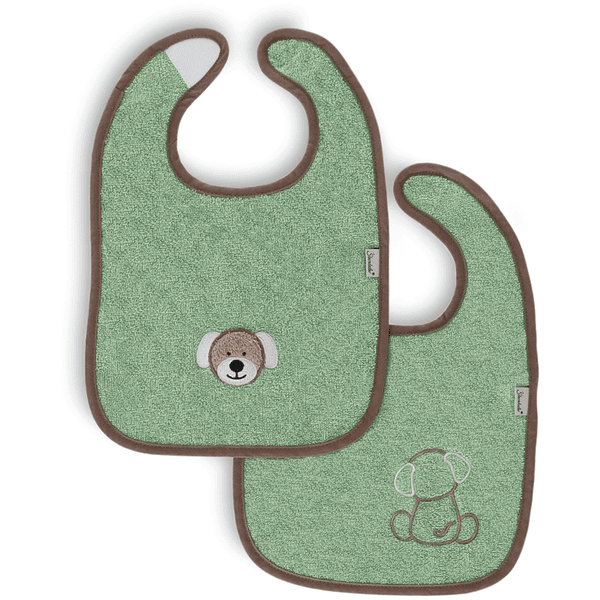 Sterntaler Velcro Bib dobbeltpak hund grøn