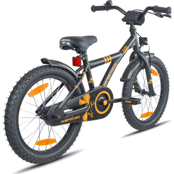 PROMETHEUS BICYCLES® Vélo enfant 18 pouces noir mat orange