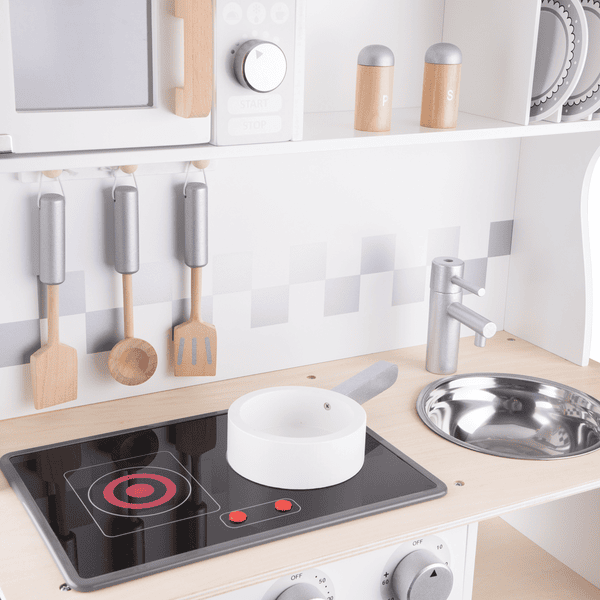 Cucina giocattolo per bambini in legno, Cucina da gioco con microonde cappa  aspirante lavello giocattolo Bianco - Costway