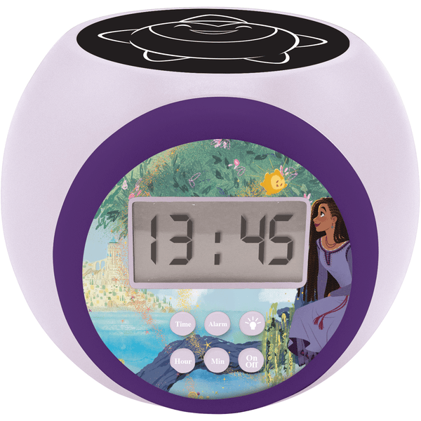 LEXIBOOK Disney Wish Projection -herätyskello, jossa on LED-värinvaihto ja ajastintoiminto