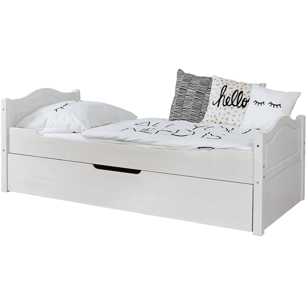 TiCAA Eenpersoonsbed Leni 100 x 200 cm Kiefer wit met extra bed