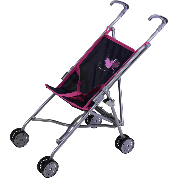 knorr toys® Puppenbuggy Sim - flying hearts blue/pink