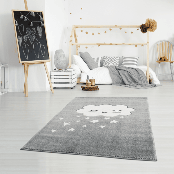 LIVONE Alfombra infantil Kids love Rugs CLOUD gris plateado/blanco 