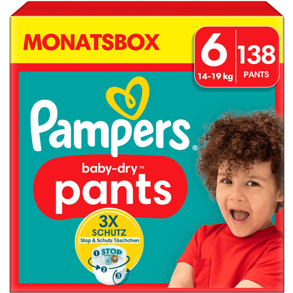 Pampers Baby-Dry Pants, Gr. 6 Extra Large, 14-19kg, Monatsbox (1 x 138 Pants)