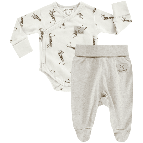  JACKY Wrap body + romper bukser BABY ON TOUR beige melange mønstret