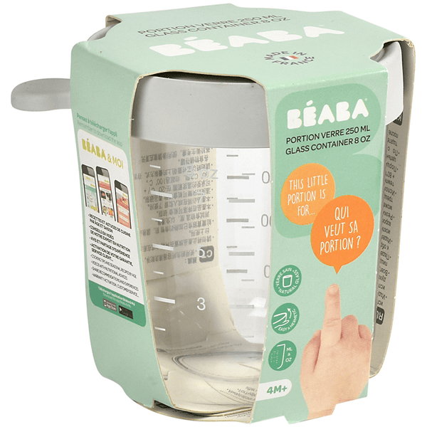 BEABA Pot de conservation verre gris clair 250 ml