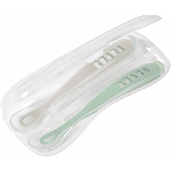 Béaba Set 4 Cucchiai Ergonomici 2° Età - Silicone - Grigio e Salvia -  Maneggevole per gli Adulti e Delicato per i Bambini unisex (bambini)