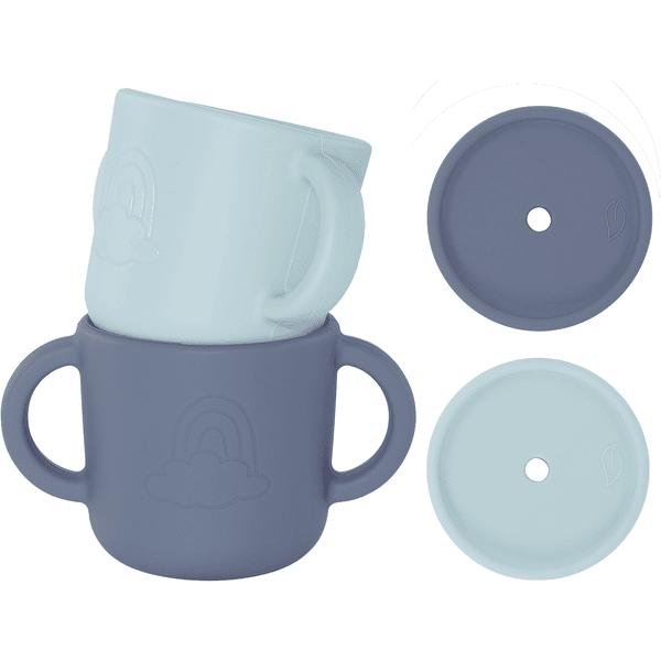 lille VILDE Taza con tapa Rainbow en azul