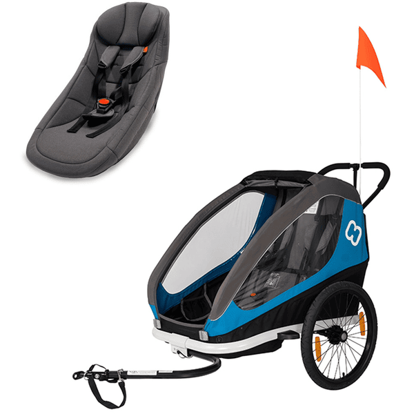 hamax Kinderfahrradanhänger Traveller Petrol Blue/Grey inkl. Babysitz für Outback/Avenida und Traveller