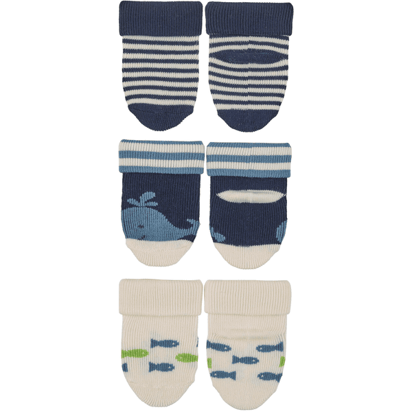 Sterntaler Eerste Baby Sokken 3-Pack Walvis marine 