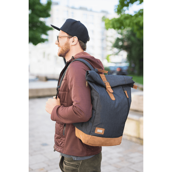 Berlin Melange Wickelrucksack Rolltop Schwarz fillikid