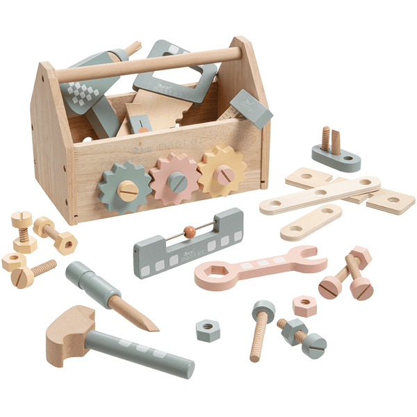 howa ® Toolbox caja de herramientas para niños con 45 piezas. accesorios de madera