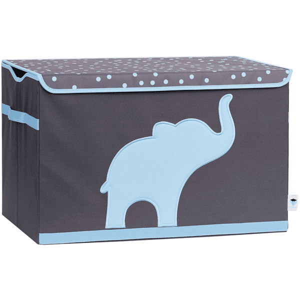 LOVE !T STORE !T Spielzeugtruhe, grau mit blauem Elefant
