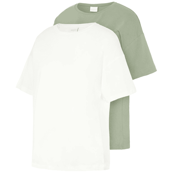 mama;licious T-shirt de grossesse MLMARY pack de 2 Hedge Green /Snow White 