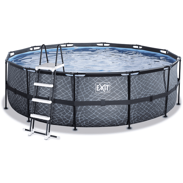 EXIT Stone pool ø450x122cm med filterpumpe, grå