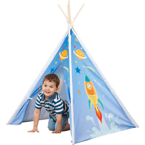 Tenda Indiana per Bambini 120x120x155 cm in Tessuto e Legno Bianco e Blu –  acquista su Giordano Shop