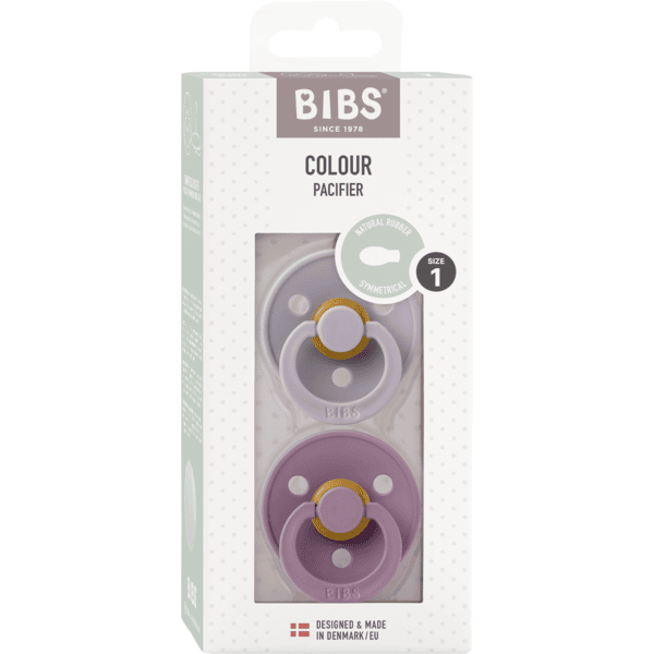 BIBS® Sucettes Colour tétine symétrique Fossil Grey et Mauve 0-6 mois 2 pcs