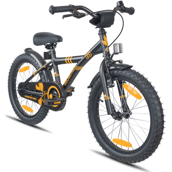 PROMETHEUS BICYCLES ® Bicicleta para niños 18" Black-Matt Orange 